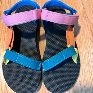 Teva Sandals with Pink, Orange, Blue, and Yellow Velcro Straps
